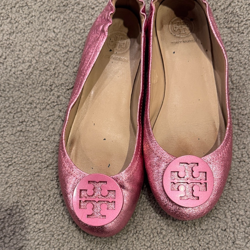 Tory Burch Metallic Pink Flats